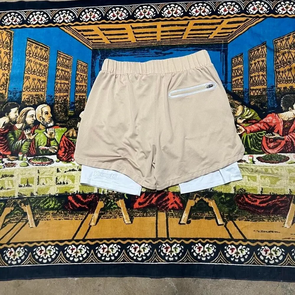 YoungLa cream mesh shorts Size medium 4